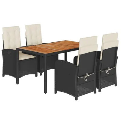 Image de vidaXL Ensemble de jardin 5 pièces avec coussins Noir Poly Rattan