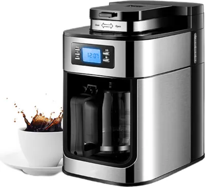 Produktbild von Zimilo Filterkaffeemaschine mit Mahlwerk 1L, 1050W, 92°C Temperaturkontrolle, mit Timer und LCD, Edelstahl, für Bohnen und Kaffeepulver