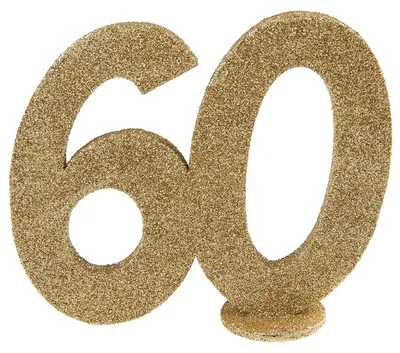 Produktbild von 60. Geburtstag gold glitzer Tischdekoration 11x 10 cm Zahl 60