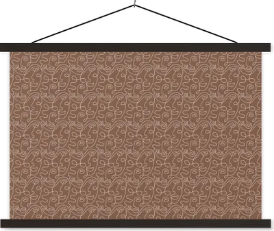 Produktbild von MuchoWow® Textilposter Gesicht - Braun - Design 90x60 cm mit schwarzem Rahmen - Aufhängungssatz