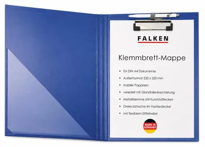Produktbild von FALKEN Klemmbrett-Mappe DIN A4 blau mit Tasche im Vorderdeckel