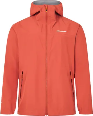 Rote Berghaus Deluge Pro 3.0 Jacke mit Kapuze und Reißverschluss vorne