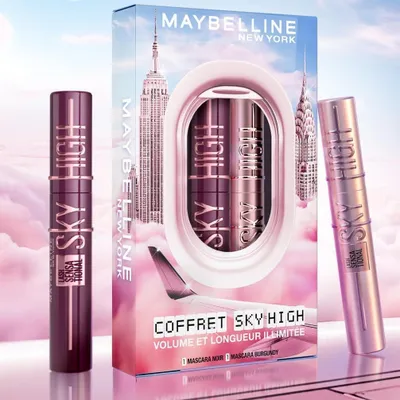 Productafbeelding van Sky High Mascara Duo Set: Volume en lengte, in de kleuren Very Black en Burgundy Haze