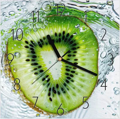 Produktbild von Wanduhr aus Glas mit Motiv Kiwi im Wasser- 30 x 30 cm - inkl. Aufhängesystem