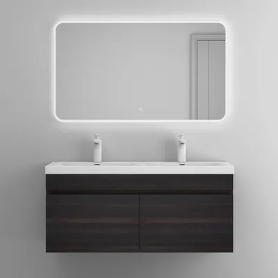 Immagine prodotto di doporro Mobile Bagno sospeso 120x48x55cm, Mobiletto per Bagno con Lavabo Doppio Marrone Scuro, Seria Botanica