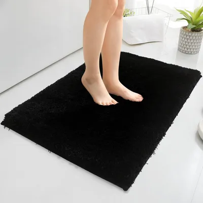 Produktbild von Weiche Badematte 50 x 80 cm, rutschfeste Badematte mit TPR-Rückseite, maschinenwaschbar, Badematte mit flauschiger Optik, wasserabsorbierende Mikrofaser-Badematte/Duschmatte