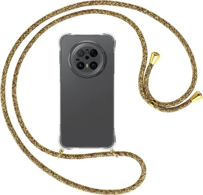 Produktbild von Handykette Backcover-Schutzhülle mit Band (Metall goldfarben) für Huawei Mate 70 - braun+beige
