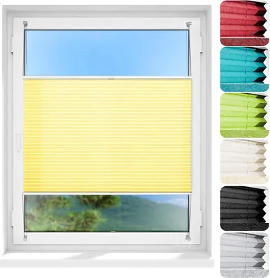 Produktbild von Plissee Faltrollo Magic moderner Sichtschutz Fensterrollo ohne Bohren Gelb 120x200 cm