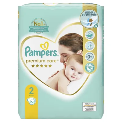 Zdjęcie produktu dla Pampers Premium Care, Rozmiar 2, 68 Pieluszki, 4Kg-8Kg