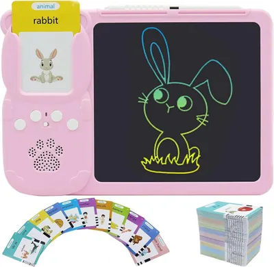 Image de Jouets éducatifs allemands, apprentissage de l'allemand et de l'anglais pour les enfants de 1 à 6 ans, cartes flash parlantes avec 510 mots et tablette LCD, cadeau interactif Montessori pour l'anniversaire d'un enfant, rose