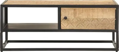 Produktbild von vidaXL Couchtisch mit Geschnitzter Tür 90x55x36 cm Raues Mangoholz