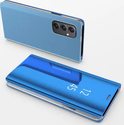 Produktbild von Handy Hülle für Samsung Galaxy A34 5G Clear View Hülle Klapp Flip Hülle Bumper Cover Spiegel Mirror, Farbe: Blau