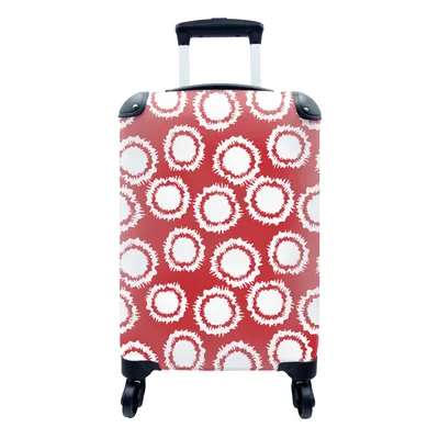 Produktbild von MuchoWow® Koffer Handgepäck Trolley Rollkoffer Kleine Reisekoffer mit 4 Rollen - Tupfen - Rot - Muster - Cabin Size < 55x40x23 cm & 55x40x20 cm - Fotokoffer - Kabinenkoffer - Boardgepäck - Reise-Box - Reisekoffer - Reisegepäck - Koffer mit Bild - Trolley für Kinder