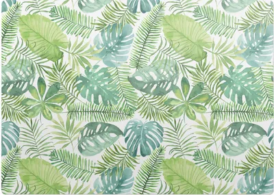 Produktbild von Tropische Blätter – Bodenschutzmatte – Rutschfest – Schutzmatte für Büro – Vinylmatte – Stuhlunterlage  – 140 x 100 cm