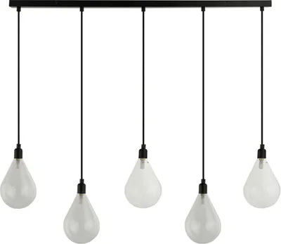 Produktbild von HOME DELUXE Hängeleuchte aus Glas CELIA Transparent - 5-flammig | Hängeleuchte, Glasleuchte, Tropfenleuchte,