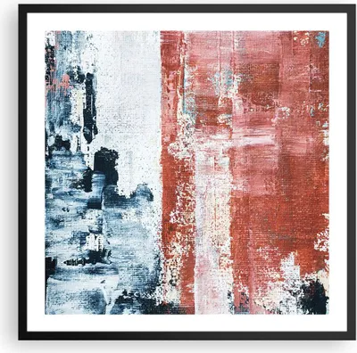 Produktbild von Gerahmtes Poster - Schwarzer Rahmen - Abstraktion Marine Rot - 60x60 cm - Wand Bild - Wanddeko - Wandbilder - Kunstposter - Wandposter - Bilderrahmen - Bilder - Kunstdruck - P2BAC60x60-4883