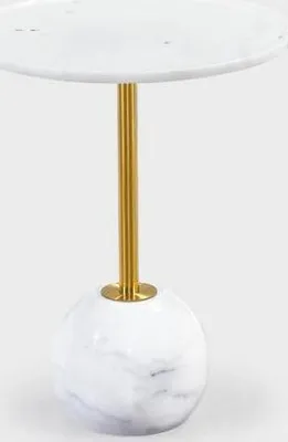 Image de Table d'appoint blanche Élégante table basse ronde de salon Meubles en marbre