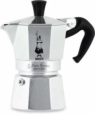 Produktbild von Bialetti Moka Express Aluminium-Kaffeemaschine für Herdplatten (2 Tassen), 90 milliliters, Silber/Schwarz, 8 x 11 x 11 cm