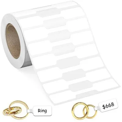 Immagine prodotto di Etichette adesive per i prezzi - Etichette per gioielli - Adatte per collane, orecchini, anelli, bracciali - Etichette adesive per i prezzi - 500 pezzi - 6 x 1,2 cm - Confezione in rotolo