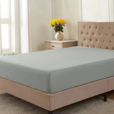 Productafbeelding van Spreeikussen, 200 x 200 cm, 100% katoenen jersey, geschikt voor matrassen tot 25 cm hoog, lichtgrijs