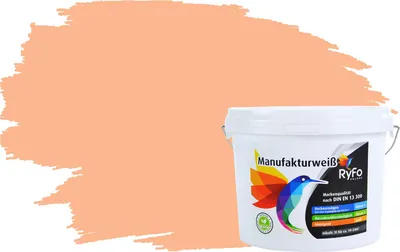Produktbild von RyFo Colors Bunte Wandfarbe Manufakturweiß Honigmelone 3l  - weitere Orange Farbtöne und Größen erhältlich, Deckkraft Klasse 1, Nassabrieb Klasse 1