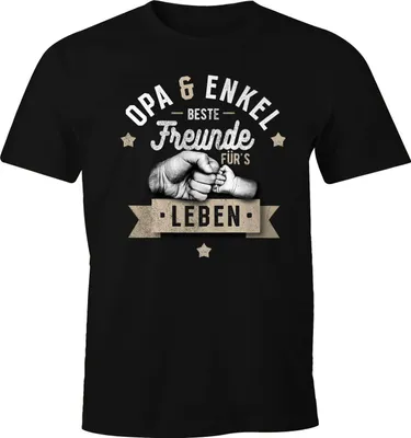 Produktbild von Herren T-Shirt Opa & Neffe, Opa & Enkel, Vater & Sohn Freunde für`s Leben Fäuste Geschenk-Shirt Moonworks® Opa&Enkel schwarz XXL