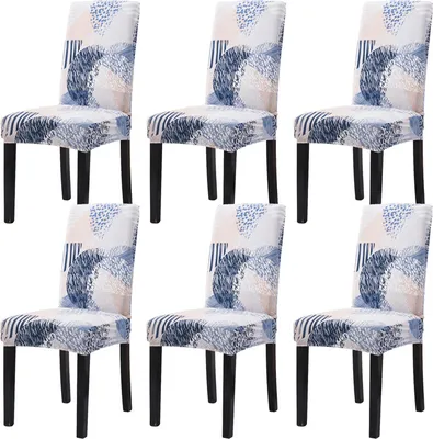 Produktbild von Stuhlhusse 6er-Set Schwarz Maschinenwaschbar Schönbezug Stuhlbezug Stuhlüberzug,Elegantes Druckmuster