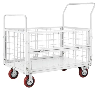Obrázek produktu pro VEVOR plošinový vozík s mřížovými stěnami 907 kg, skládací transportní vozík 6 v 1 s otočnými koly, ruční vozík pro těžké náklady, multifunkční vozík na materiál, pro potraviny, prádlo, 1130 x 675 x 1070 mm