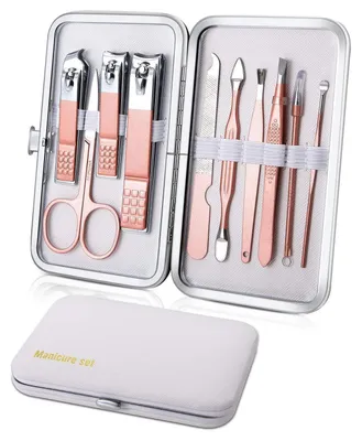 Image de Kit de manucure et pédicure, 10 pièces, blanc, avec étui