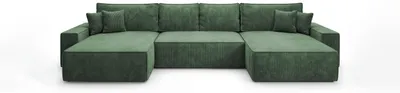 Produktbild von CORNERO Ecksofa mit schlaffunktion CALIFORNIA U-Form grün Cord POSO 14 - Schlaffunktion, Bettkasten