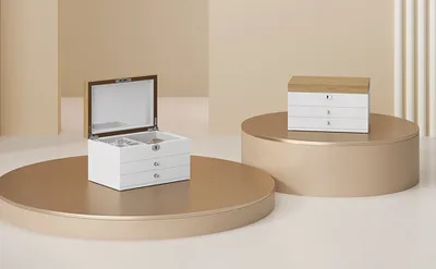 Produktbild von SONGMICS Schmuckkästchen mit 3 Ebenen, Schmuckkasten aus Holzwerkstoff, Schmuck-Organizer, Schmuckbox, mit Schubladen, für Ringe, Ohrringe, Armbänder und Halsketten, weiß