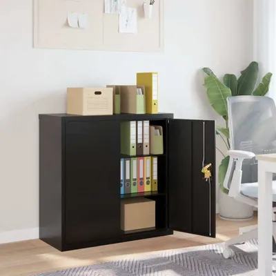 Immagine prodotto di The Living Store schedario nero 90x40x90 cm in acciaio