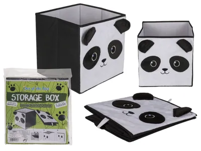 Produktbild von Aufbewahrungsbox Faltbox 27x27x28cm Panda Stoffkorb Polypropylen schwarz / weiß