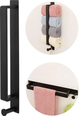 Immagine prodotto di Portasciugamani in acciaio inossidabile, nero opaco, 41,5 cm, autoadesivo, per bagno, cucina, lavello