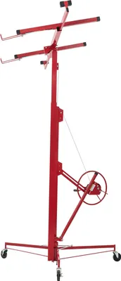 Immagine prodotto di Sollevatore per pannelli SucceBuy con una capacità di carico fino a 68 kg, altezza 4877 mm, braccio telescopico per pannelli in cartongesso, sollevatore per cartongesso per montaggio a soffitto e a parete, sollevatore per pannelli, attrezzo di sollevamento in rosso