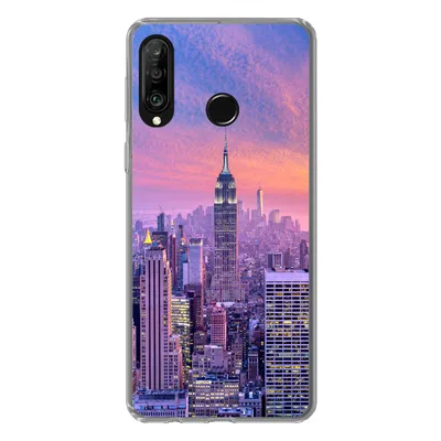 Produktbild von MuchoWow® Handyhülle Schutzhülle Hülle für Huawei P30 Lite New York - Farben - Skyline Silikon Softcase Handy Hülle - Handyhülle