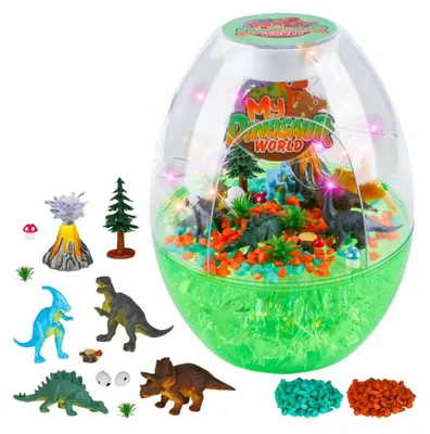 Produktbild von LEAN Toys 27398 DIY-Kreativset – Dinosaurier-Terrarium mit Nachtlicht und Sprachsteuerung