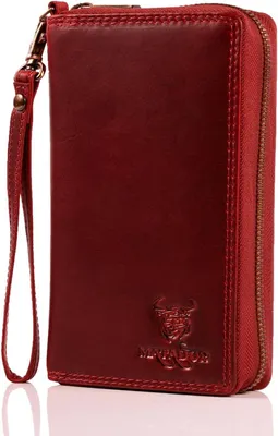 Produktbild von Damen Geldbörse Leder mit RFID Schutz, Elegantes Portemonnaie mit Geschenkbox, Viele Kartenfächer, Münzfach & Luxus Brieftasche für Frauen