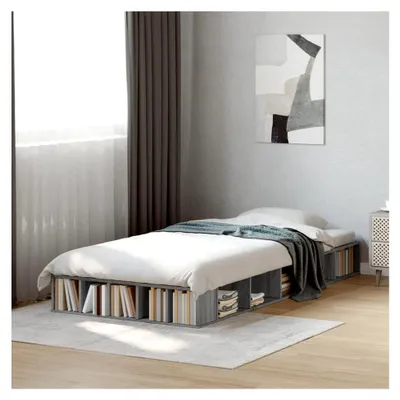Produktbild von Bettgestell Grau Sonoma 75x190 cm aus Holzwerkstoff