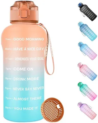 Produktbild von Trinkflasche 2 Liter – BPA-frei, aus Tritan – Auslaufsicher – Sportflasche – Fruchtfilter – Zeitmarkierungen – Wasserflasche