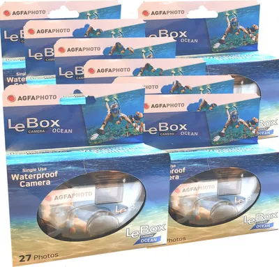 Produktbild von 8x AgfaPhoto Le Box Ocean Einwegkamera (wasserdicht, 400 ASA, 27 Aufnahmen)