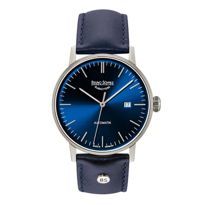 Obrázok produktu pre Bruno Söhnle 17-12173-341 Stuttgart Automatic Big pánske náramkové hodinky, automatický strojček BS175, puzdro z nehrdzavejúcej ocele, zafírové sklo, kožený remienok, s kolíkovou sponou, 5 barov