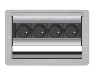 Produktbild von Schulte EVOline FlipTop Klappsteckdose 4 fach waagerecht Edelstahl FR