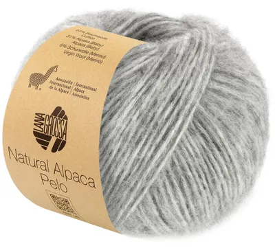 Produktbild von Lana Grossa NATURAL ALPACA PELO 50 g flauschige Netzgarnstruktur gefüllt mit Baby-Alpakafasern 125 m Farbe 003 - Hellgrau meliert