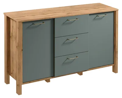 Image de Commode combinée NORDIKO - chêne wotan / vert