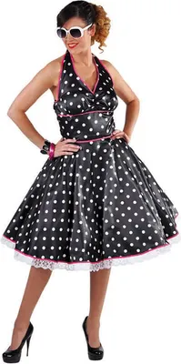 Produktbild von M215115-XL schwarz Damen Rockabilly Punktekleid Gr.XL
