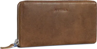 Produktbild von ROYALZ 'Lilly" Vintage Portemonnaie Damen Groß Leder - große Geldbörse mit 12 Kartenfächern - Echtleder Geldbeutel RFID Schutz - viele Fächer Portmonee mit extra Münzfach