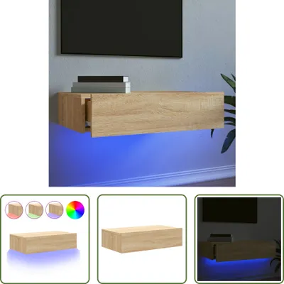 Produktbild von The Living Store TV-Schrank mit LED-Leuchten Sonoma-Eiche 60x35x15,5 cm