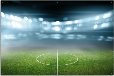 Produktbild von Wallario Outdoor-Poster für Garten oder Balkon, Motiv Fußball Stadion Mittellinie II, in ca. 61 x 91,50 cm