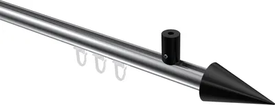 Produktbild von Interdeco Innenlaufstange / Gardinenstange mit Innenlauf Chrom / Schwarz, Typ Sonius Savio (Kegel) Deckenmontage, 20 mm Ø 1-läufig, 100 cm